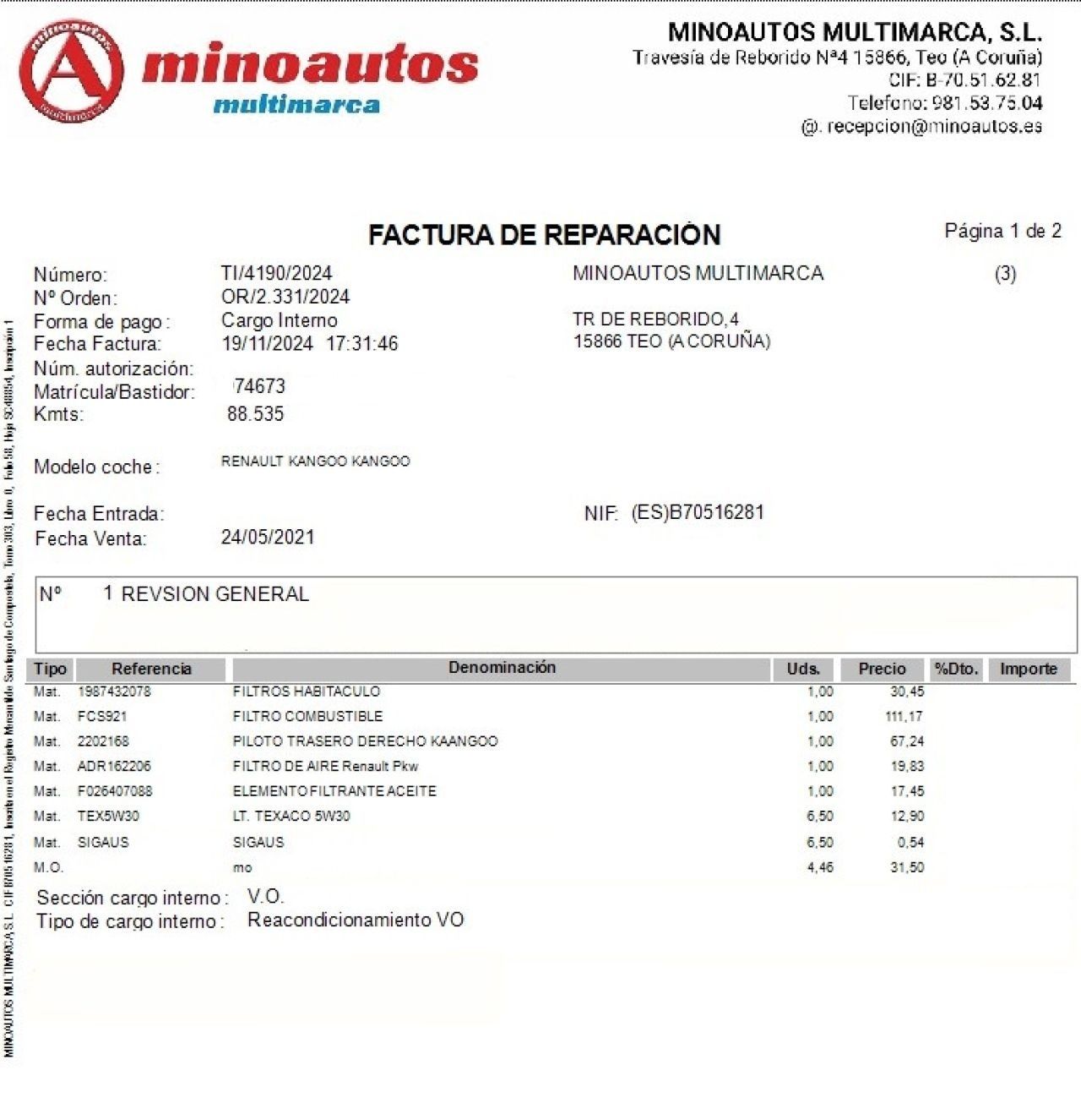 RENAULT KANGOO en Minoautos