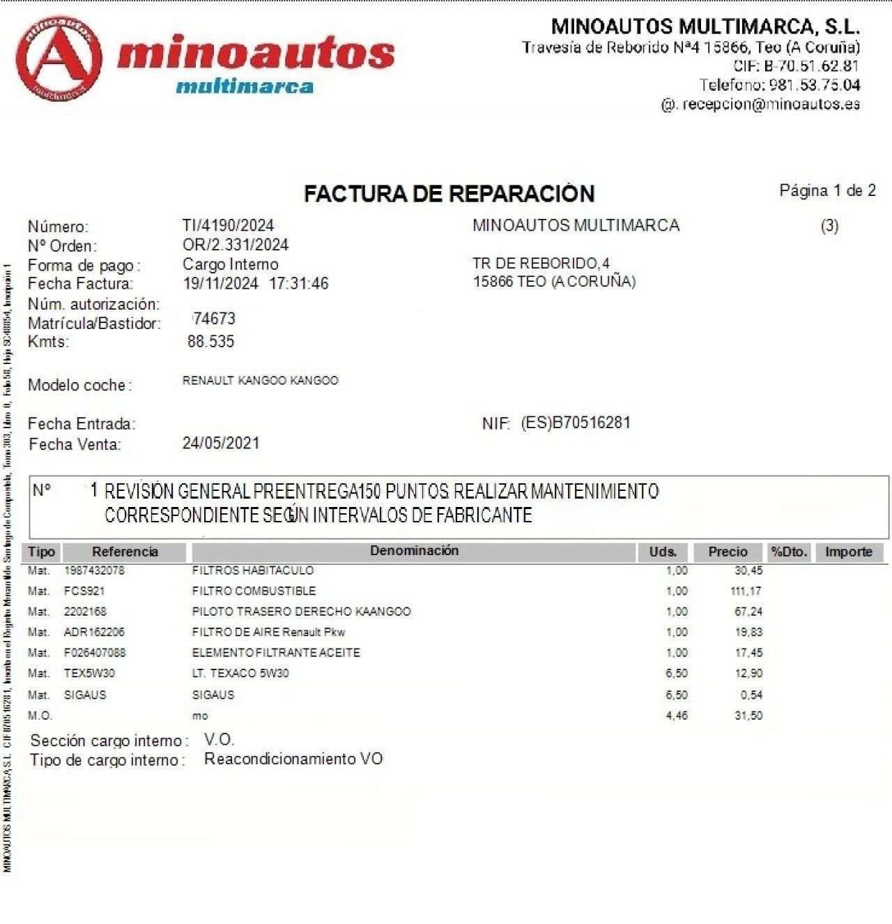 RENAULT KANGOO en Minoautos