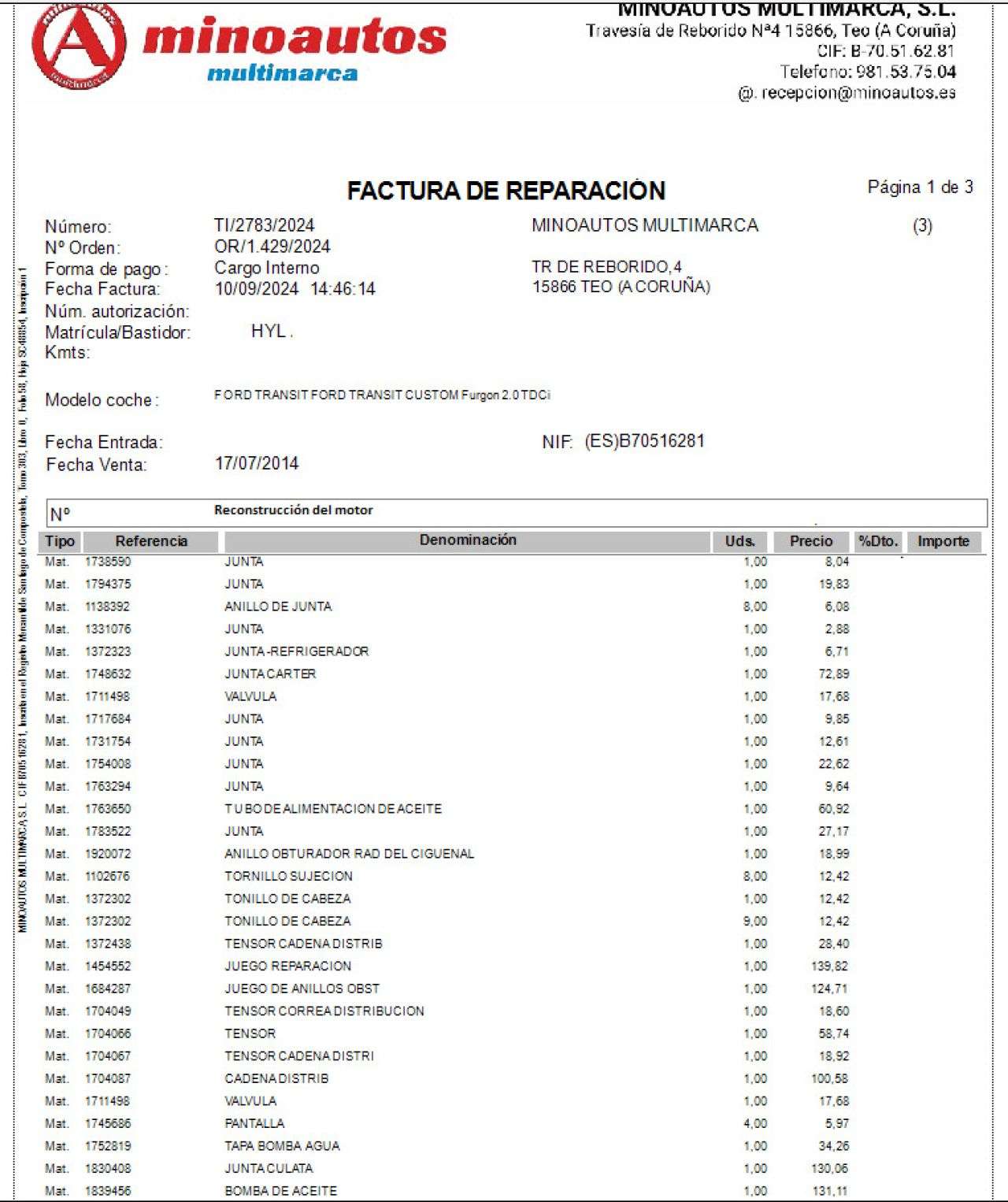 FORD TRANSIT CUSTOM en Minoautos