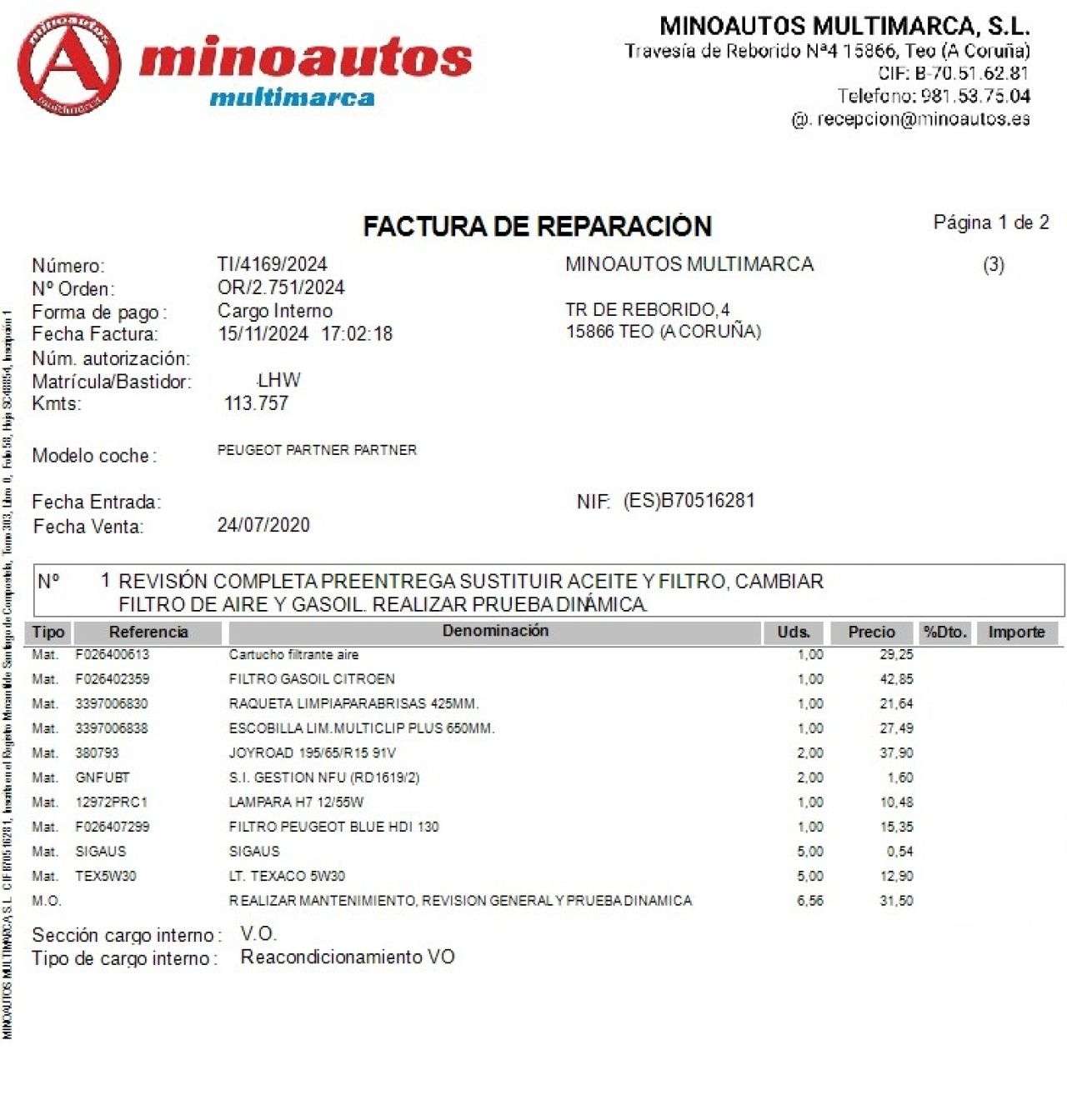 PEUGEOT PARTNER en Minoautos