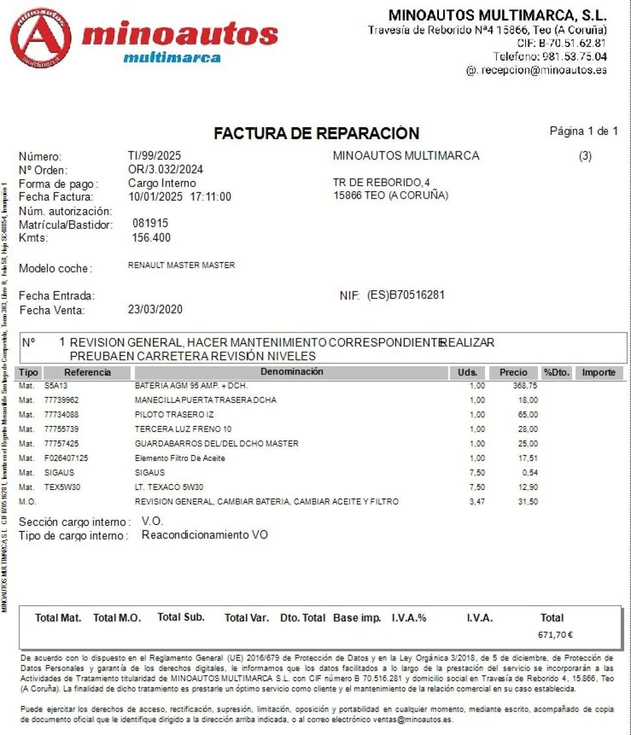 RENAULT MASTER en Minoautos