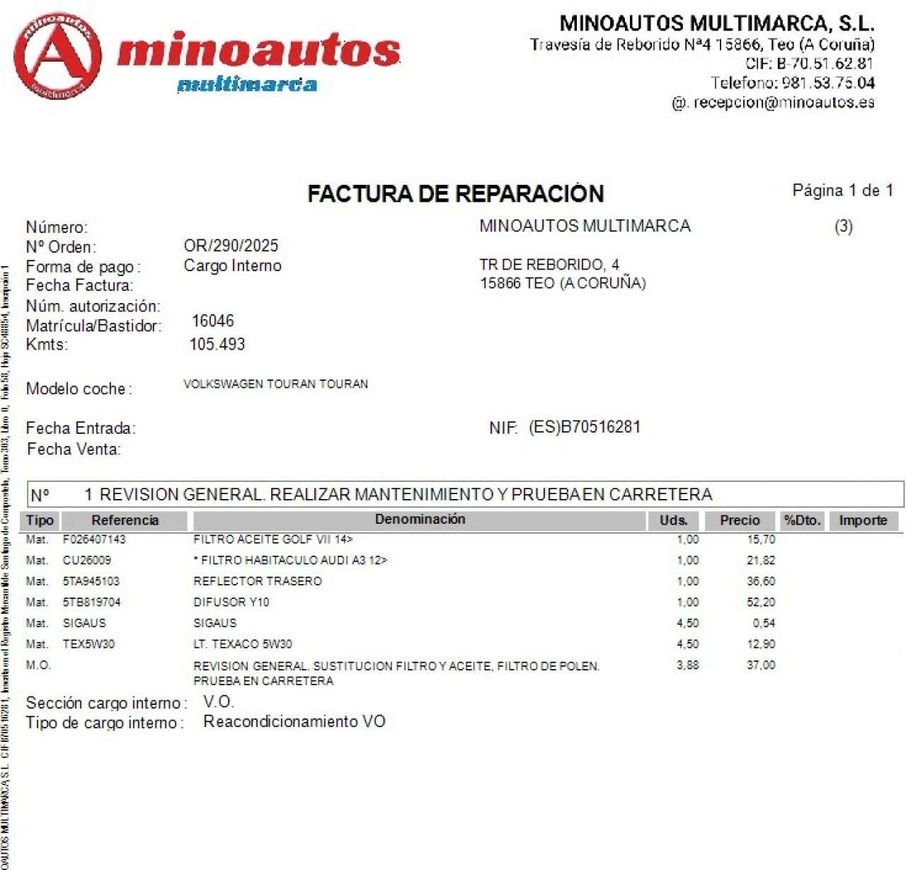 VW TOURAN en Minoautos