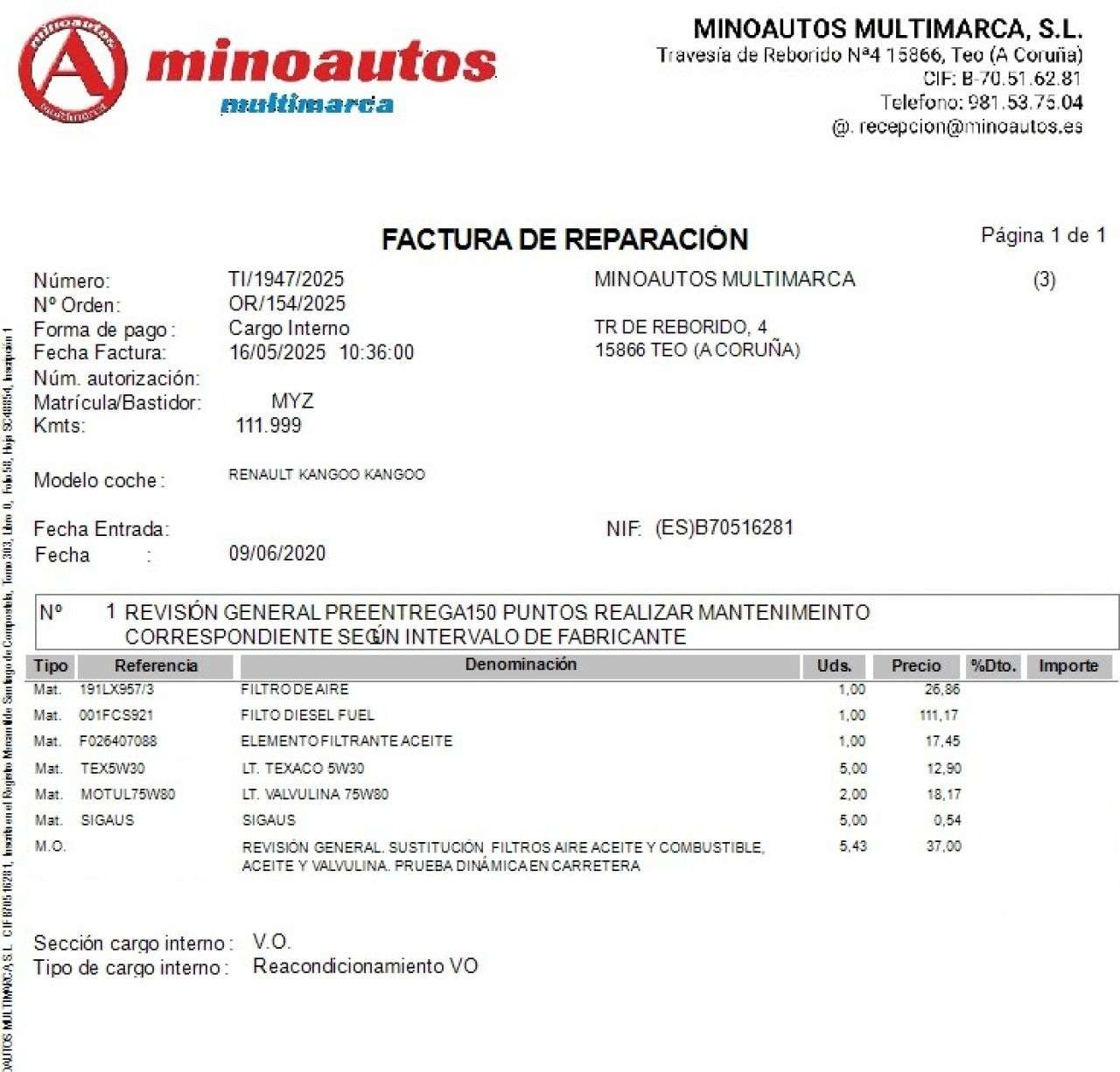 RENAULT KANGOO en Minoautos