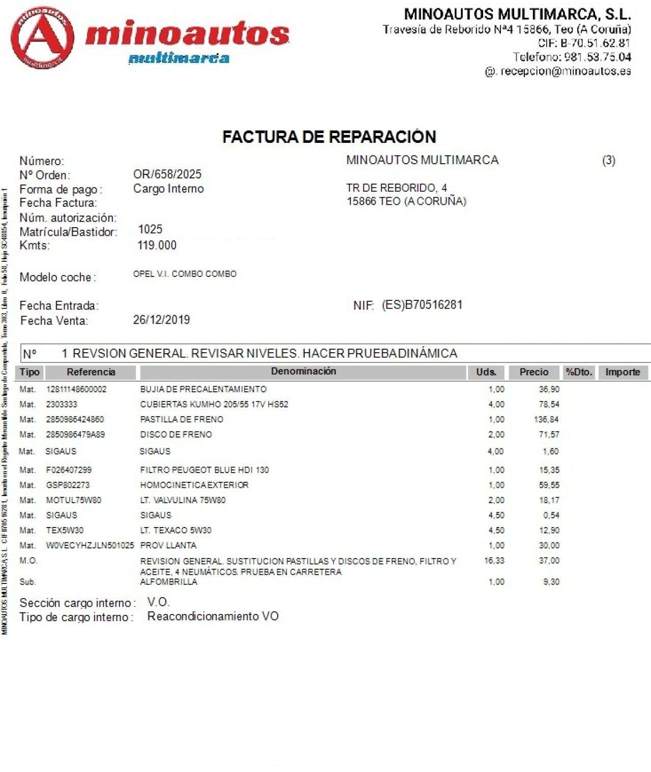 OPEL COMBO en Minoautos