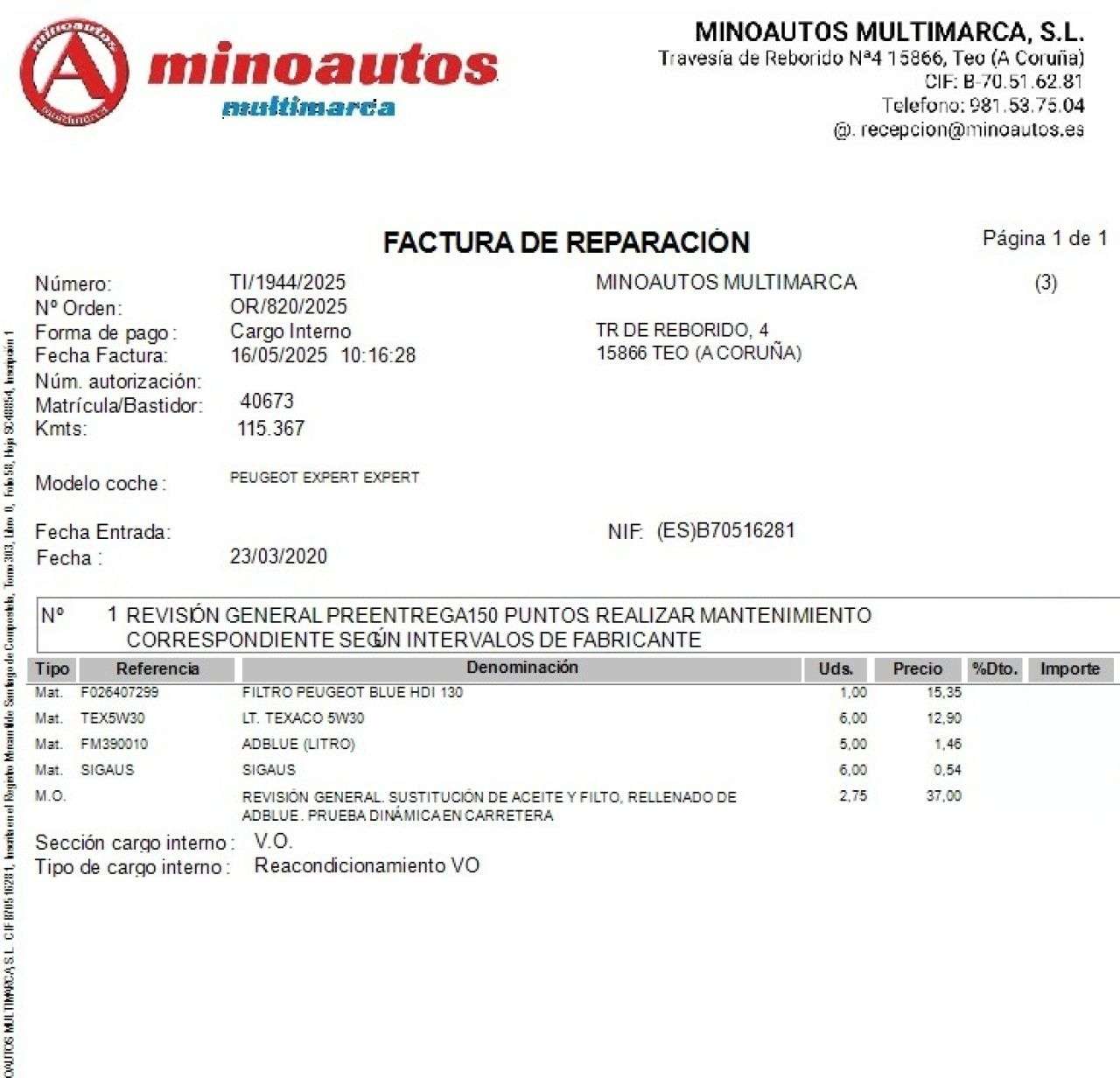 PEUGEOT EXPERT en Minoautos