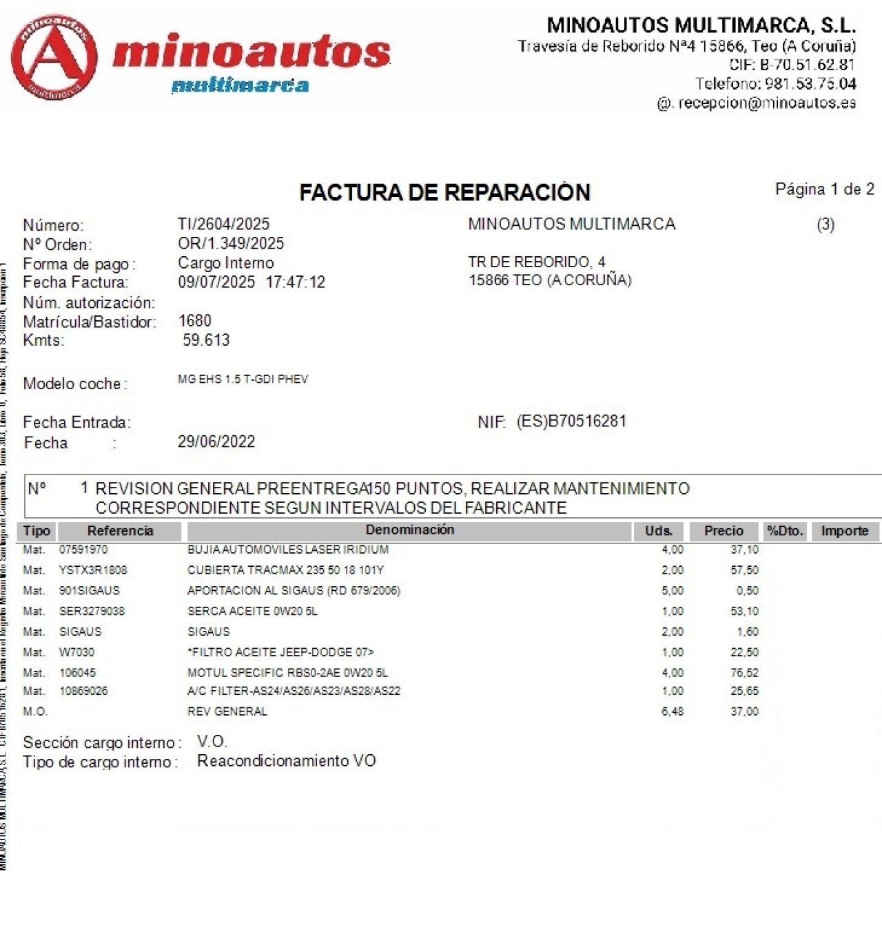 MG EHS en Minoautos