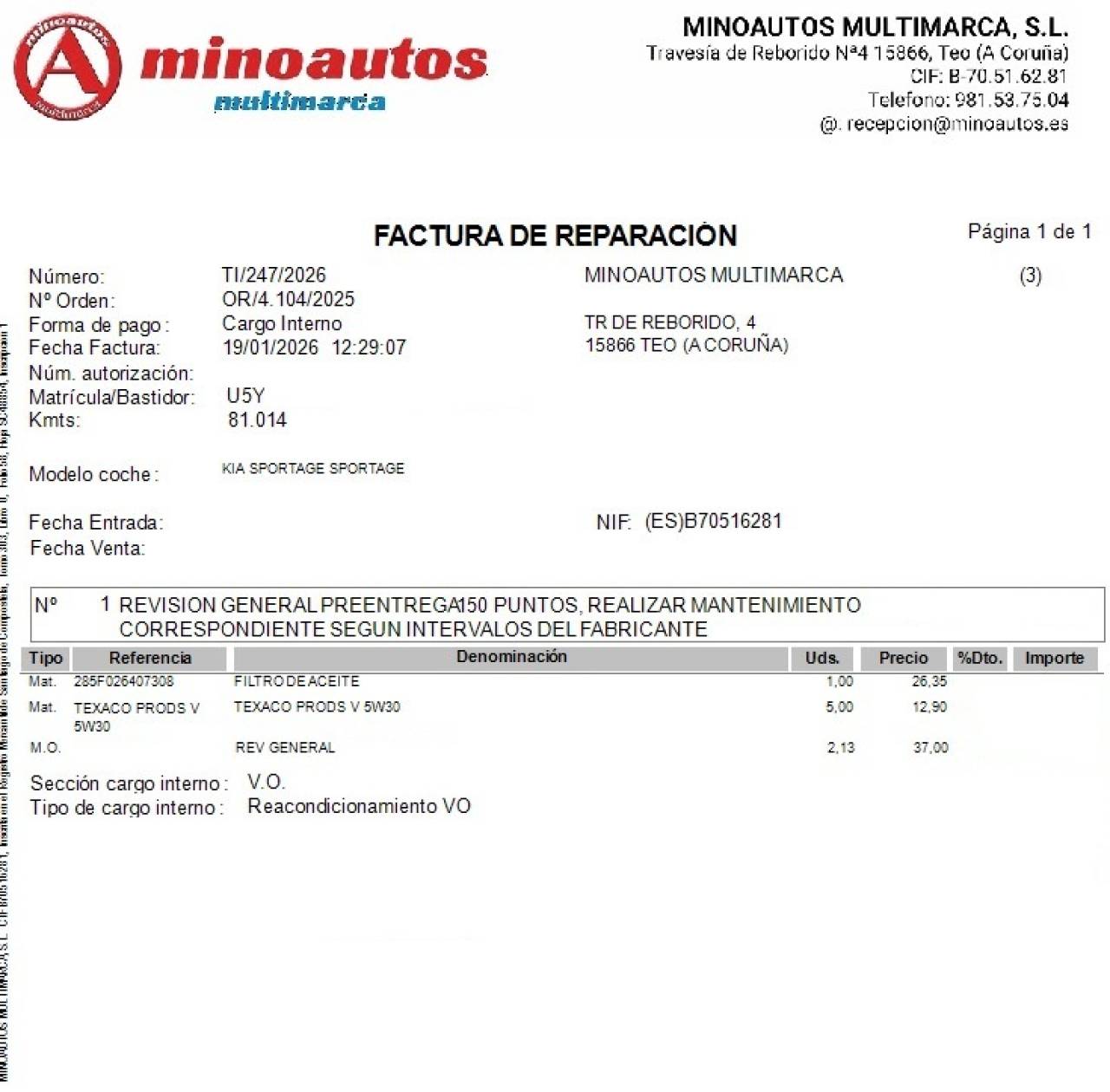 KIA SPORTAGE en Minoautos