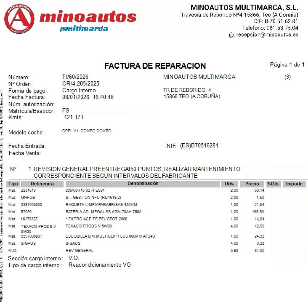 OPEL COMBO en Minoautos